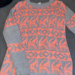 Coral and grey sweater